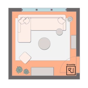 12’×12’ (365cm x 365cm ) Square Layout family room layout