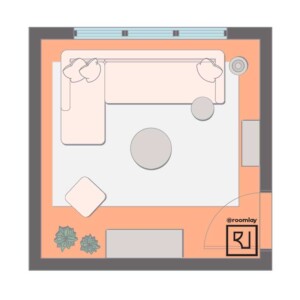 12’×12’ (365cm x 365cm ) Square Layout family room layout