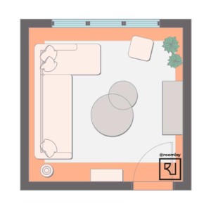 12’×12’ (460cm x 365cm ) Square Layout small living room layout