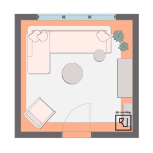 12’×12’ (365cm x 365cm ) Square Layout small living room