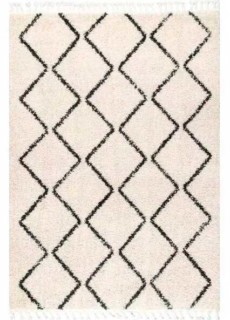white geometric shag carpet