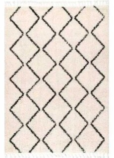 white geometric shag carpet